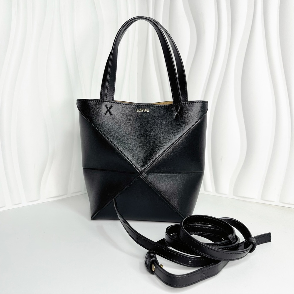 Loewe Puzzle Fold Tote Bag Black Mini